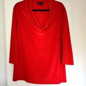 Dana Buchman 3/4 length sleeve Christmas red blouse, sizeXL.